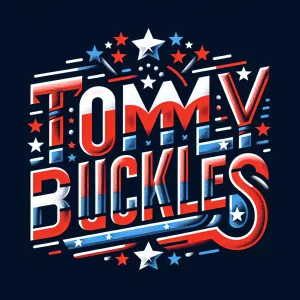 Design a logo featuring the text "Tommy Buckles" with the letter...