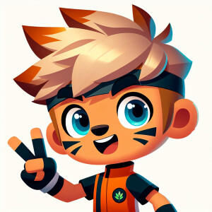 Chibi Naruto throwing up the peace sign