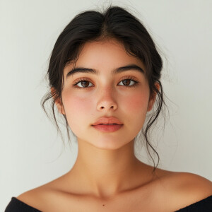 Portrait of a 19-year-old Mexican woman from California with a c...