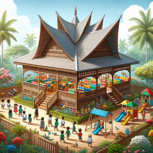 draw indonesian joglo - kindergarten.