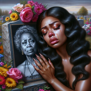 A beautiful light-skinned African-American woman with long wavy...