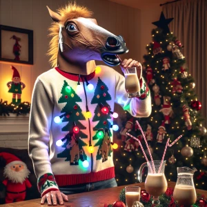 A photo of a person wearing an ugly light up Christmas sweater T...