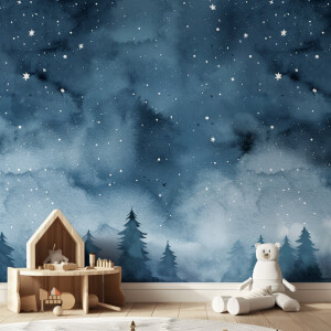 Детские обои со звездным небом в стиле минимализм