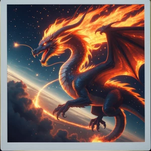 Dramatic digital painting. A celestial dragon bursts forth from...