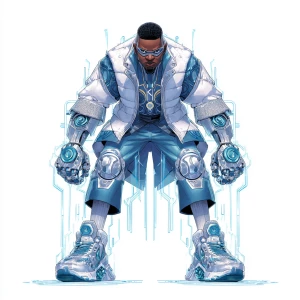 A frontal T pose full body concept illustration of A powerful bl...