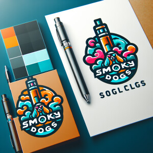 Smoky Dogs логотип для вейп шопа и магазина зоотоваров в ярком с...