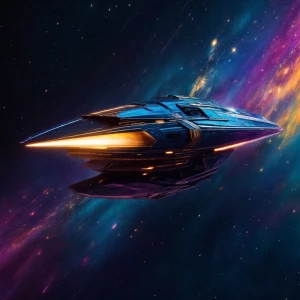 A mesmerizing starfighter shrouded in mystery, its sleek metalli...