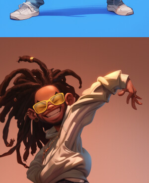 funny caricature, hip-hop dancer caricature, young african-ameri...