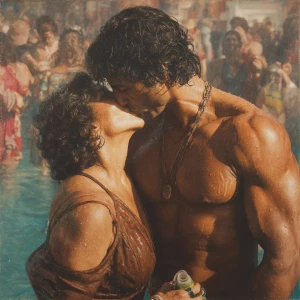 Hyperrealism photo painting combination.a indian criminal sweat...