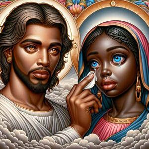 Ensure that the image distinctly represents both Jesus Christ an...