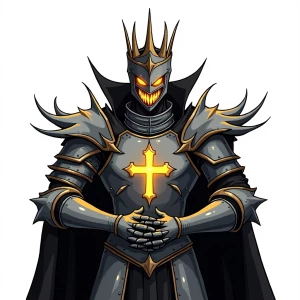 **Logo of the Headless King, black and white with gold accents,...