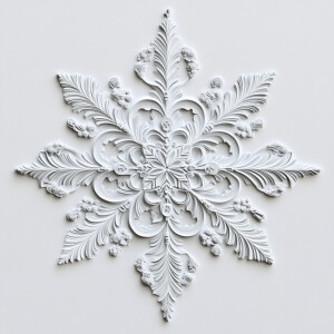 Design a symmetrical snowflake with detailed and bold patterns,...