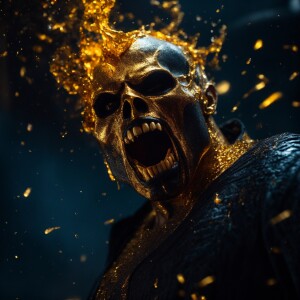 Create an image of an imposing vampire with a skin texture that...