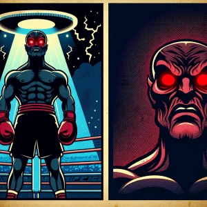 Demon boxer cant see face just red glowing eyes