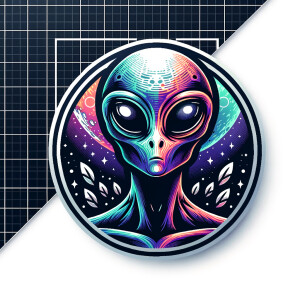 Colored alien transparent graphic, no background, cosmic alien g...