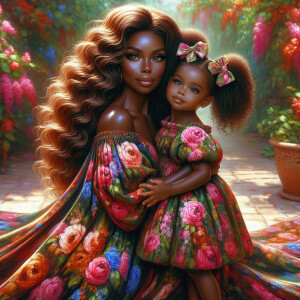 A tender depiction of a Bohemian mother with her child, both sty...