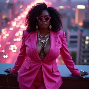 8k Birds Eye tunnel view, A curveous Afro Latino woman in a glos...