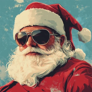 Santa Claus in sunglasses as the godfather of the mafia. Use car...