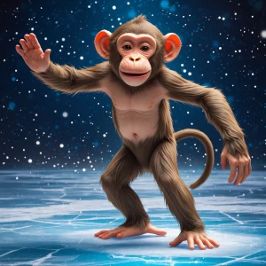 Dancing monkey on ice.