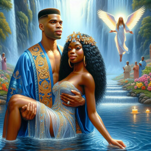 An oil painting depicting a light-skinned African-American pasto...