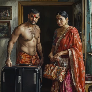 Photorealism,fantasy,a beefy muscular sweaty criminal big son in...