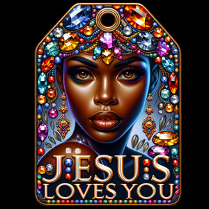 Redesign the tag to feature an African-American woman with a sty...