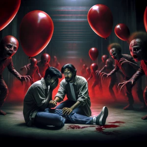 Create a 3D-rendered scene depicting an intense and emotional mo...