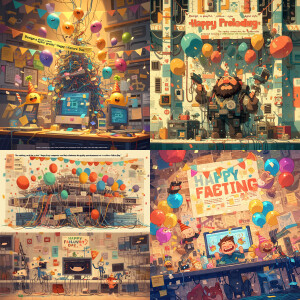 "Design a playful, cartoon-style digital greeting card that cele...