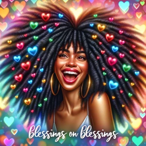 vibrant hyper realistic illustration of joyous Afro Latina woman...