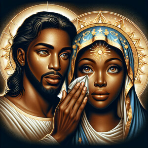 Ensure that the image distinctly represents both Jesus Christ an...