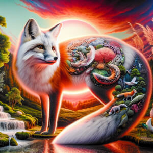 A nine-tailed fox who is pregnant