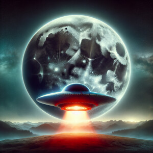 A ufo hovering in front of an eclipse