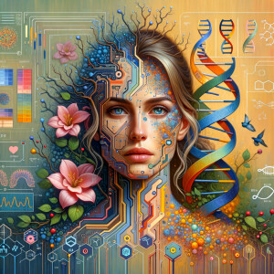 Circuit, boards, circuitry, diagrams Cellular structures, DNA, circuit boards, colorful wires, asian and Egyptian  graffiti, lie detector graphs, cardio, printout , branches infinity sign, cave, Art, handprints, distant birds flying, flowering vines, abstract, painting, golden ratio,dna molecules