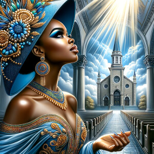 Create an airbrush oil painting of an African American woman wit...