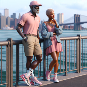 3D image of an attractive 50 year African American couple, they...