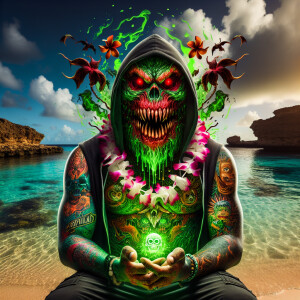 fusion dark horror art effect, full body,horror core image of er...