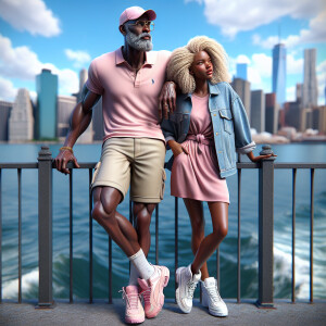 3D image of an attractive 50 year African American couple, they...