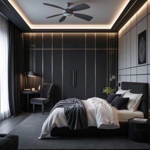 BEDROOM WITH BLACK THEME