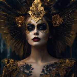 macabre gothic vampire with large black ornate cross adorned wit...