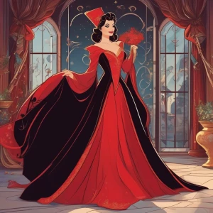 A BEAUTIFUL WITCH PRINCESS IN RED GOWN