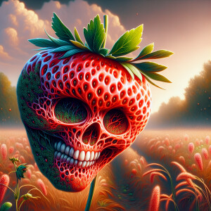 Create a high-quality photo: a strawberry bush growing in a fiel...