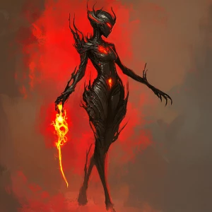 Create an image of a female alien in the style of A Nyolcak, wie...