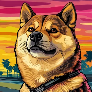 MEME DOGE in GTA art style — — in the style of a Grand Theft Au...