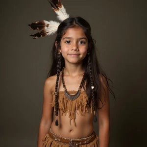 A Native American teenage girl, dressed in her tribe's tradition...