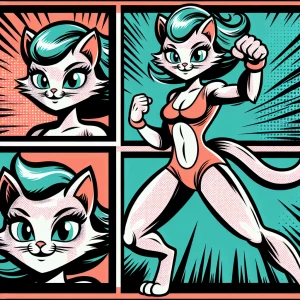 A Retro Halftone Heroics portrayal of female Sanrio character he...