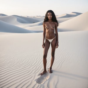 a stunning 25-year-old dark skinned female naturist with long bl...
