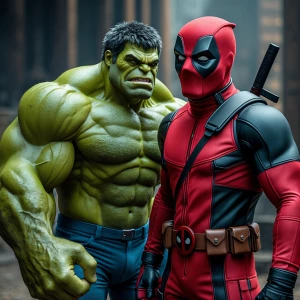In the style of the Muppet Show: hulk and deadpool