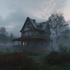 AI Image: The old house, now quiet, as dawn breaks with a sense...
