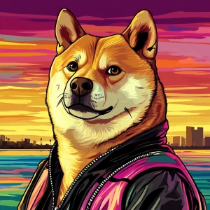MEME DOGE in GTA art style, , in the style of a Grand Theft Aut...