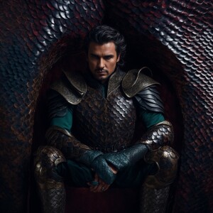 Elf man with dark leather and grey metal scales beautifuly cover...